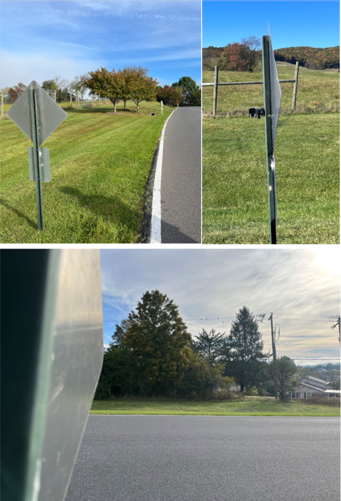 set up of GoPro 1 attached to a sign on the north side of the filming area.