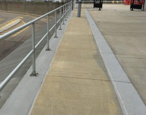 A walker's point of view of the Ideal Shield Aluminum Handrail