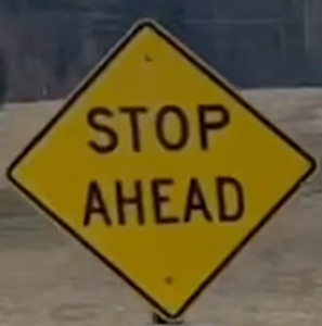 stop ahead sign on Kendal Drive